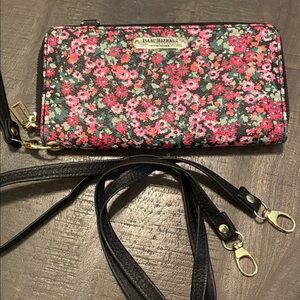 Isaac Mizrahi Floral Wallet/Wristlet with crossbody strap